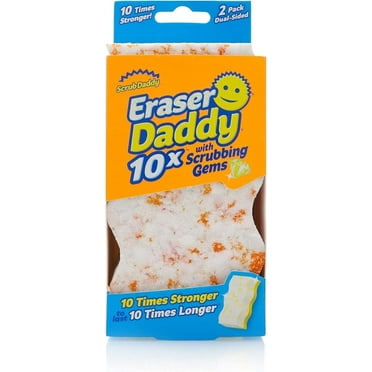 Scrub Daddy Eraser Daddy 10x Kitchen Bath Dual-Sided Melamine Eraser Pad Pads with 2 Eraser Sponges, Clean Fresh, 2 Count