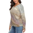 thumbnail image 2 of Abstract Marble with Sparkles V-neck Sweater Winter Clothes Long Sleeve Knitwear Sweater Women's Pullover, 2 of 5