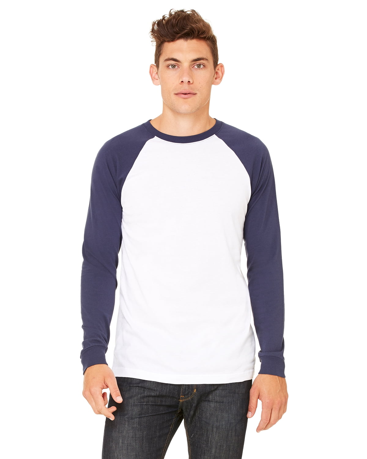 Bella Men's Contrast Long Sleeve Baseball T-Shirt, Style C3000 ...