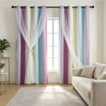 thumbnail image 6 of Topukaiba Blackout Curtains with Sheer Overlay Mix and Match Double Layer Thermal Insulated Window Panels 52 inch for Living Room Bedroom Drapes with Grommet Top,52"x40",Multicolor-D, 6 of 6