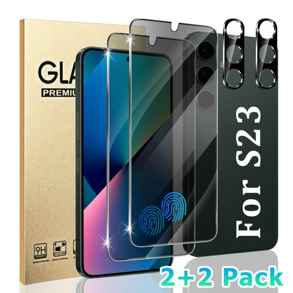 [2 2 Pack] For Samsung Galaxy S23  Privacy Screen Protector with Camera Lens Protector, Anti-Spy Tempered Glass Film,9H Hardness, for Galaxy S23  5G Glass Screen Protector