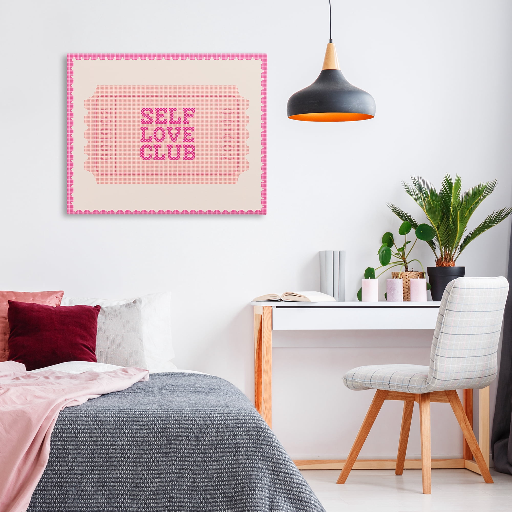 Stupell Industries Self Love Club Retro Ticket Canvas Wall Art, design by Lil' Rue