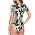 thumbnail image 4 of Daiia Abstract Watercolor print Women's Crew Neck Short Sleeve Bodysuit Fashion Tops Fit Casual Basic Extender Bodysuit-Medium, 4 of 9