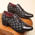 thumbnail image 2 of Men's Patterned Patent Leather Lace Up Chunky Heel Dress Oxford Shoes Comfortable Patckwork Cap Pointed Toe Derby Shoes for Party Wedding Formal Event Office Business Work, 2 of 7