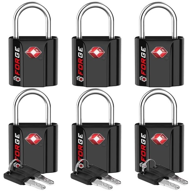 Candados de equipaje Forge Ultra Secure aprobados por la TSA, paquete de 6 unidades, negros