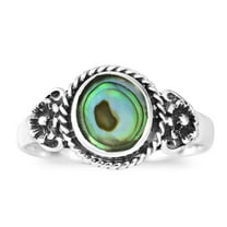 Daisy Floral Embrace Abalone Shell Sterling Silver Ring-8