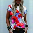 thumbnail image 1 of Puntoco Moda Casual Manga Corta Impreso O-Cuello Blusa Camiseta Suelta Señoras tops Puntoco Puntoco-4873, 1 of 3