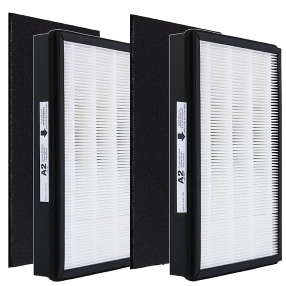 Filtre de Remplacement HEPA A2, Compatible avec Filtrete FAP-C02-A2, FAP-C03-A2, FAP-T03-A2 Purificateur d'Air, Pièce N° 1150101, 2 HEPA + 2 Pré-Filtre en Carbone