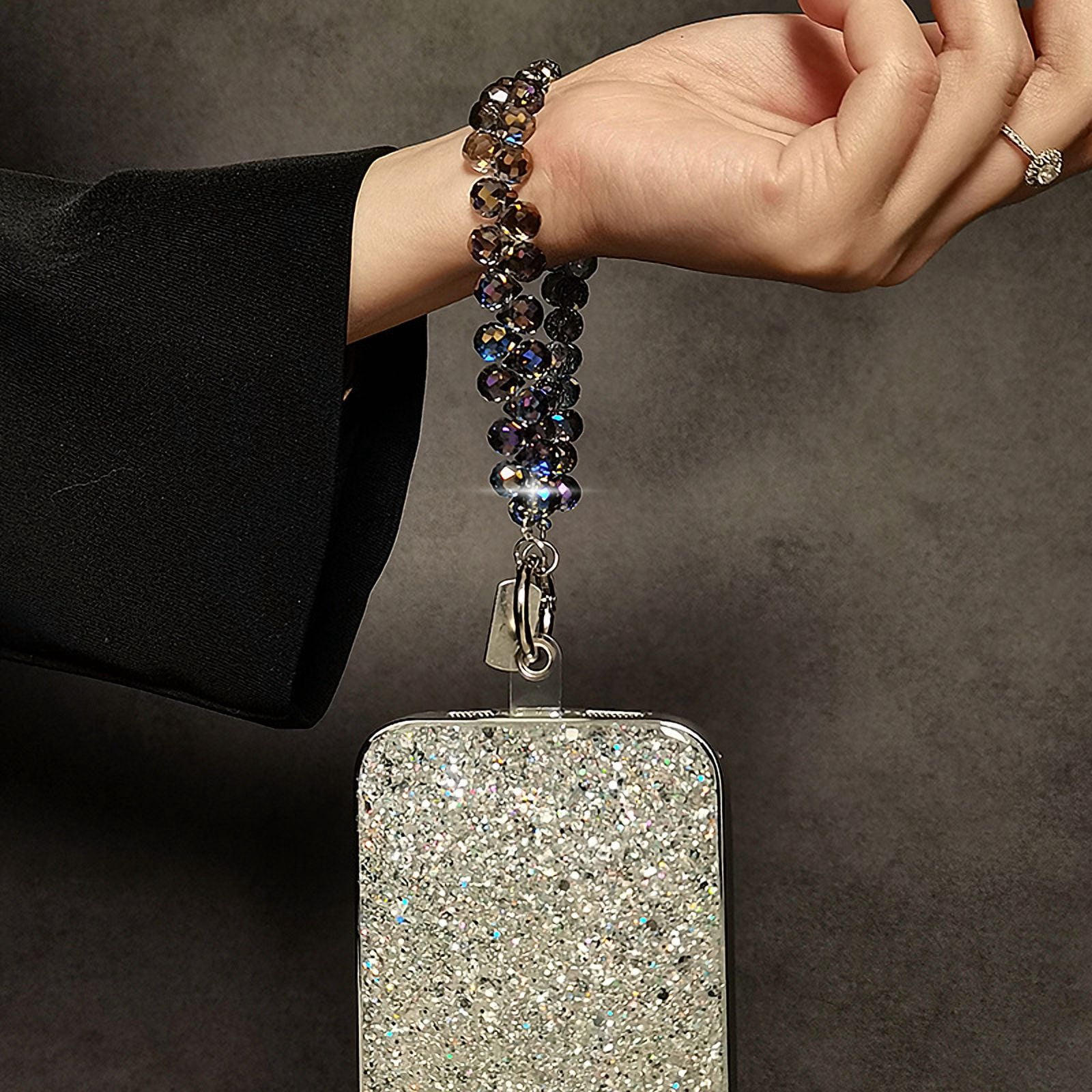 Luxurious Crystal Teardrop Phone Lanyard - Short Handmade Beaded Wrist Strap with Anti-Loss Design