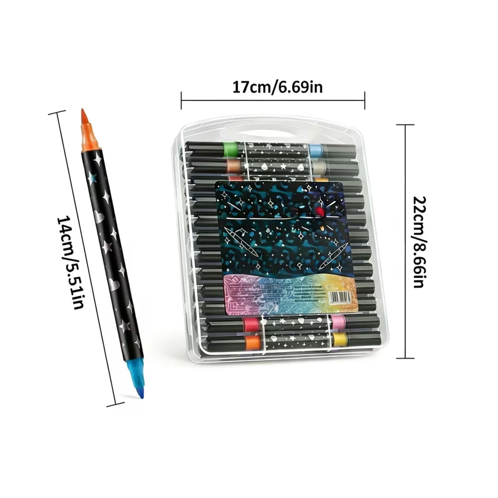 Ycandiee Two-Color Glitter Marker Pen Set, 72 Colors Double-Ended Pearlescent Pen for Student Notebook & Art Drawing – 36 Pack
