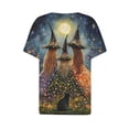 thumbnail image 3 of Womens Halloween Short Sleeve V Neck Button Shirts Fall Oversized Funny Skull Graphic Top Spooky Season Tees, 3 of 4