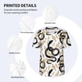 thumbnail image 3 of Zufioo Snake Print Men's Baseball Short Sleeve, Moisture Wicking Button-Down Hip Hop Tee-Large, 3 of 7