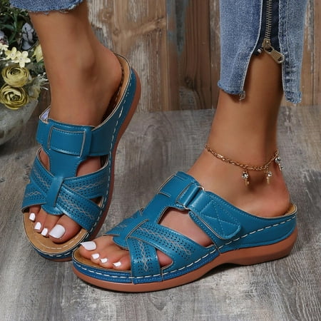 

Fanxing Summer Gatherings Women s Sandals Glitter Flats Sandals Dressy 2023 Casual Summer Glitter Espadrilles Sandal Shoes Blue 9