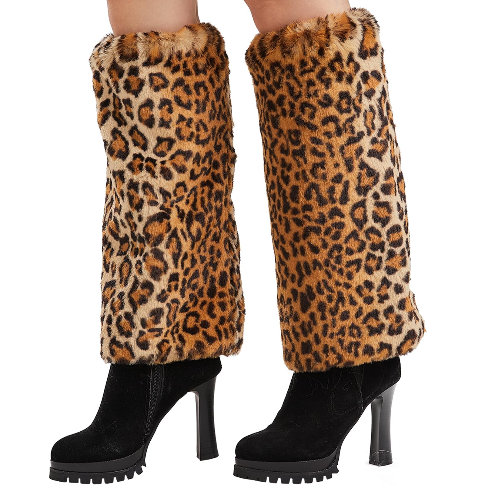 Jambières Chaudes Imprimé Léopard Pour Femme - Leg Warmers En Polyester Doux Pour L'hiver Et Les Fêtes - 12