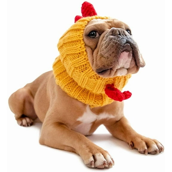 Zoo Snoods Rooster Chicken Costume - Warm Knit Dog Snood Ear Wrap for Pets, Warm Neck Ear Cover Protection (Medium)