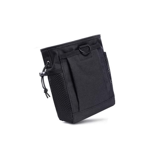 Black Outdoor Utility Dump Pouch, Adjustable Storage Bag with D‑Ring for Hiking, Camping Outdoor Occasions