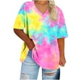 thumbnail image 5 of QUNYINEY Tie Dye Summer Shirts for Women Short Sleeve Casual V Neck Tops Pullover Plus Size Loose Womens Tops, 5 of 5