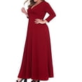 thumbnail image 4 of Vestido de fiesta de manga larga con degradado sólido y escote en V sexy para mujer de talla grande Fridja  NMB3703, 4 of 9