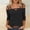 Black plus size off shoulder blouse a1, variant on Women Plus Size Off Shoulder 3/4 Sleeve Cut Out T Shirt Solid Strappy Casual Blouse Summer Fashion Top, Black M