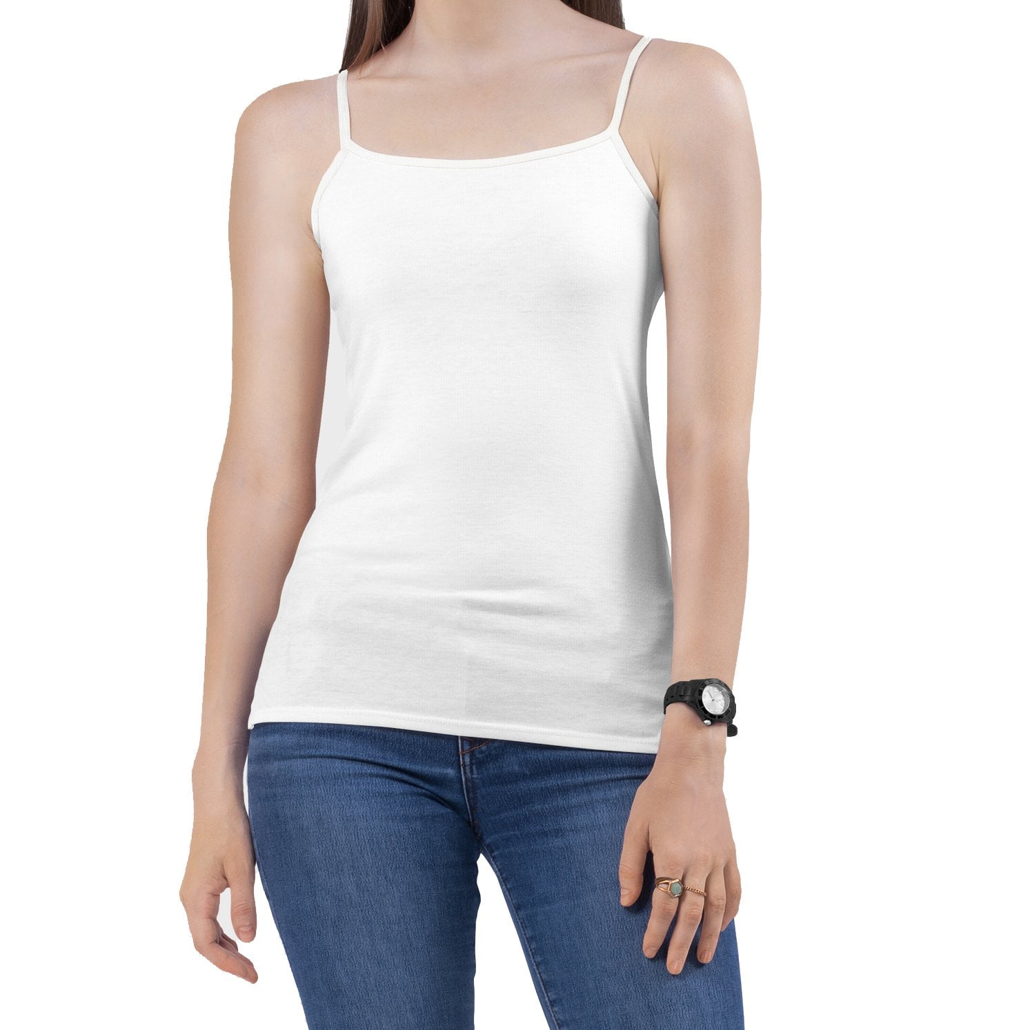 Essential Black or White Fitted Cami Camisole Spaghetti & Noodle