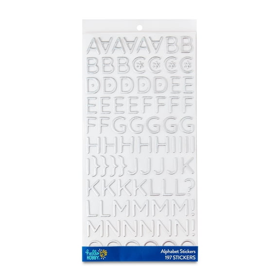 Hello Hobby Silver Uppercase Alphabet Stickers, 197 Count