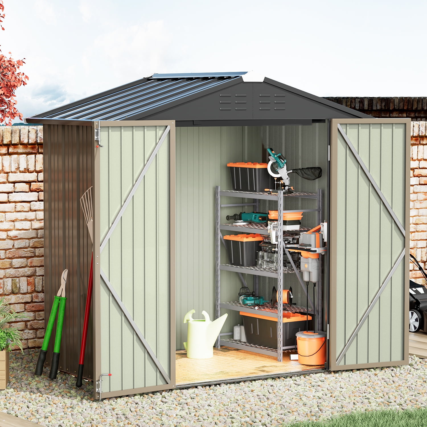 Devoko 4×6 ft. Patio Metal Shed