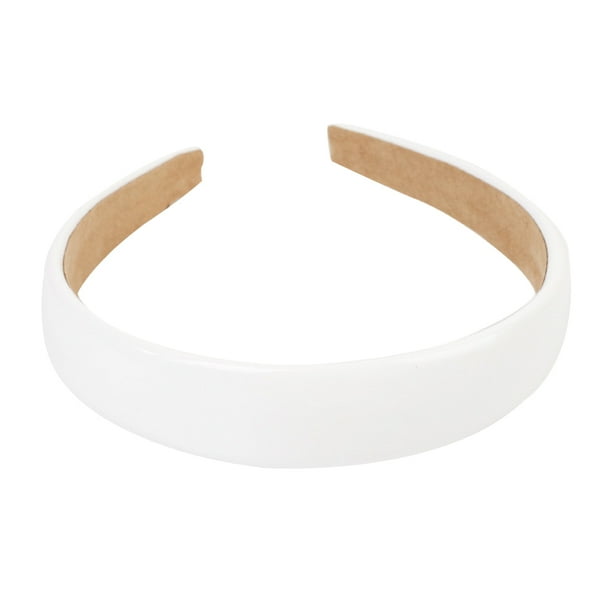 EeaseMX Diademas de ala ancha de color liso, de piel sintética antideslizante, para mujer (blanco)
