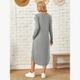 thumbnail image 3 of Women's Lounge Dress Long Sleeve Midi Long Dress Loose Casual Side Slit Dresses Pocket, 3 of 7