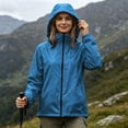 thumbnail image 2 of Ghalytn Women's Packable Hooded Rain Jacket with Arm Zipper Pocket, Waterproof Windproof Lightweight Travel Coat, 2 of 3