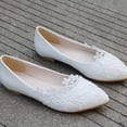 thumbnail image 2 of 1pair encaje zapatos de fondo plano elegantes zapatos de boda al aire libre zapatos casuales blanco, 2 of 5