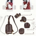 thumbnail image 2 of YOVIEE Small Sunflower Fashion Sling Bag Backpack For Women Premium PU Leather Tassel Coffee, 2 of 5