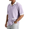 thumbnail image 4 of Men Short Sleeve Button Down Shirt with Contrast Trim Notched Collar Relaxed Fit Casual Top for Everyday Wear, 4 of 8