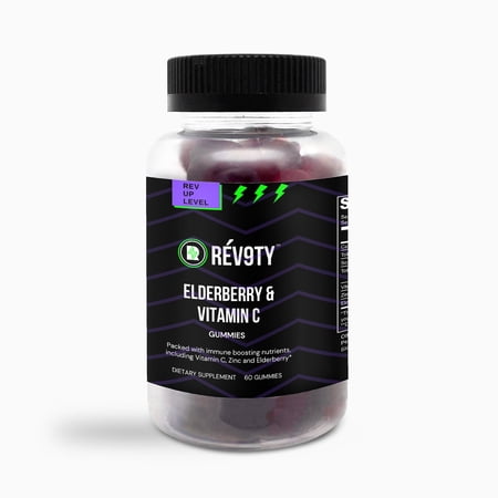 REV9TY Vitamin C Immune Support Supplement Gummies  Elderberry Flavour  60 Ct