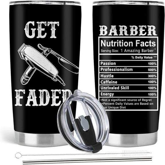 Barber Gifts for Men, Appreciation Gifts for Barber, Hair Stylist Hairdresser Gifts, 20oz Stainless Steel Tumbler with Lid Straw