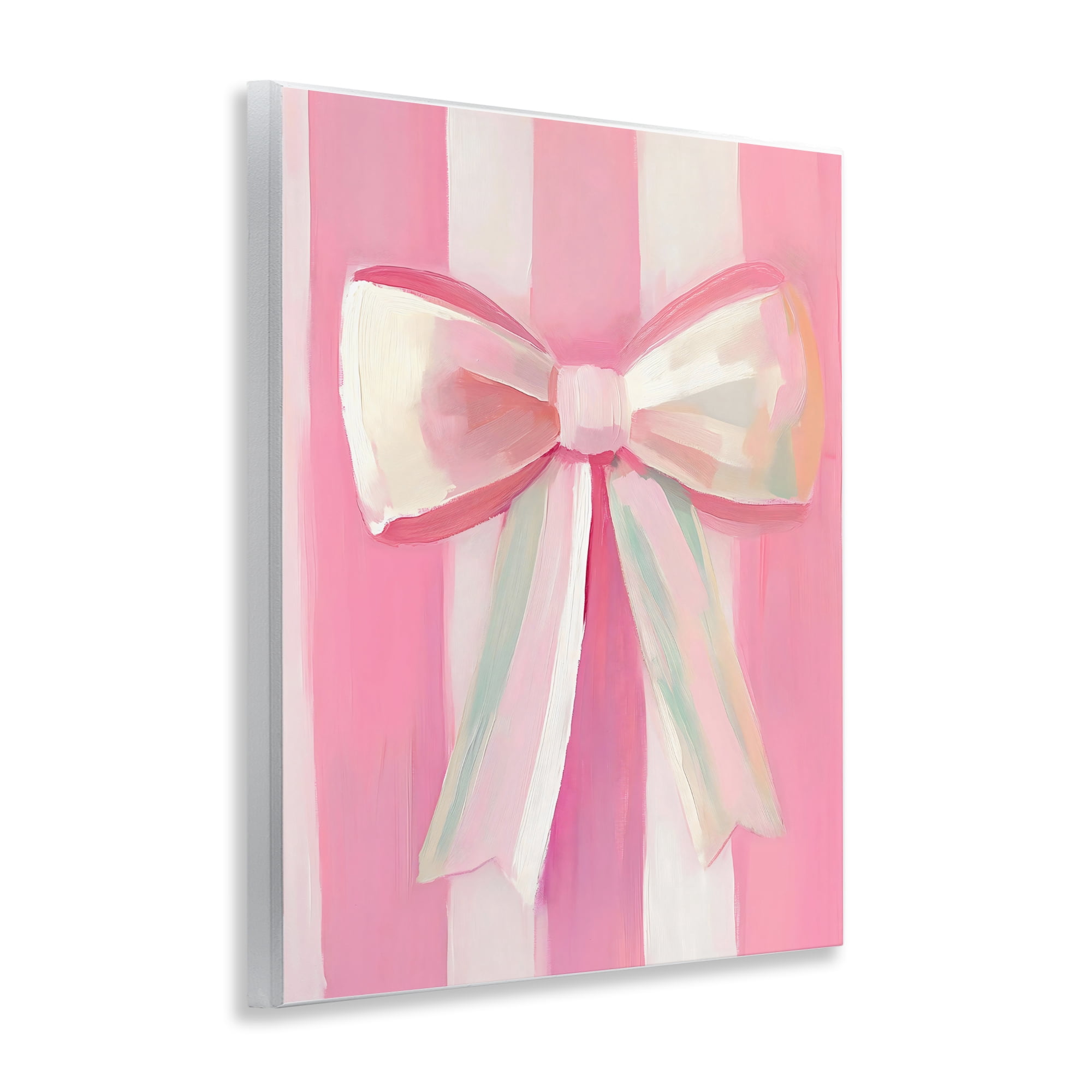 Stupell Industries Preppy Pink Bow on Stripes Wall Plaque Art, design by The Prints Vibe
