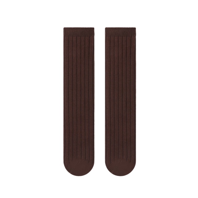 Chaussettes en Coton Unies pour Enfants 2025 Garçons Filles Bas Café