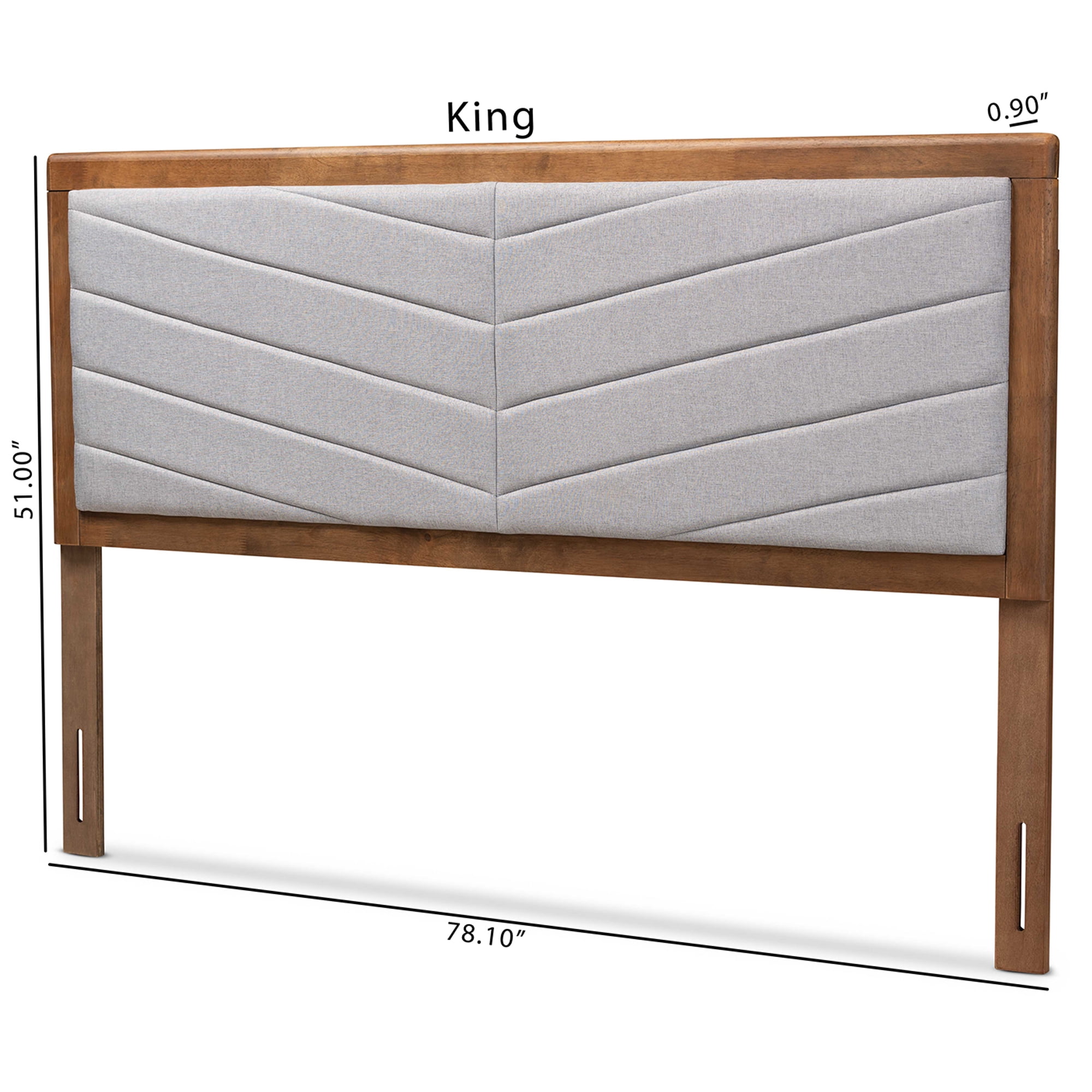 Baxton Studio Iden Modern and Contemporary Light Grey Fabric Upholstered and Walnut Brown Finished Wood King Size Headboard