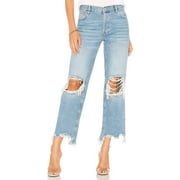 Free People Womens Maggie Straight Leg Jeans 28W x 26L Light Denim