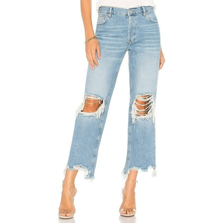 Free People Womens Maggie Straight Leg Jeans 28W x 26L Light Denim