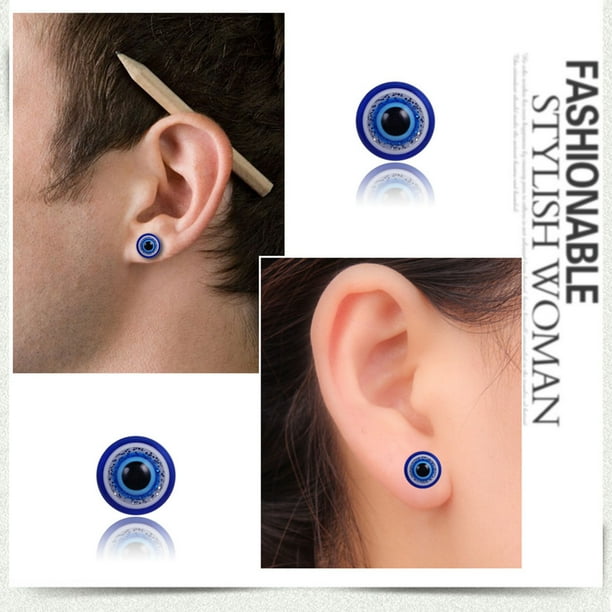 1 Pair Men Boys Blue Eyes Magnet Ear Stud Male Ear Clip No Hole