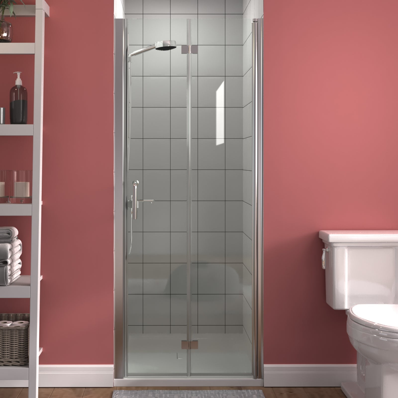 ExBrite 30 31.5 x 72 inch Folding Shower Door In Chrome Frameless