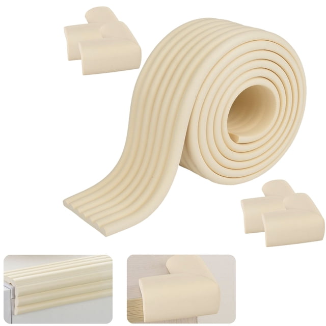 Kit Protectores para Esquinas y Bordes de Muebles, Rollo y esquineros, Protector para Bebé y Niños, Seguridad - Beige