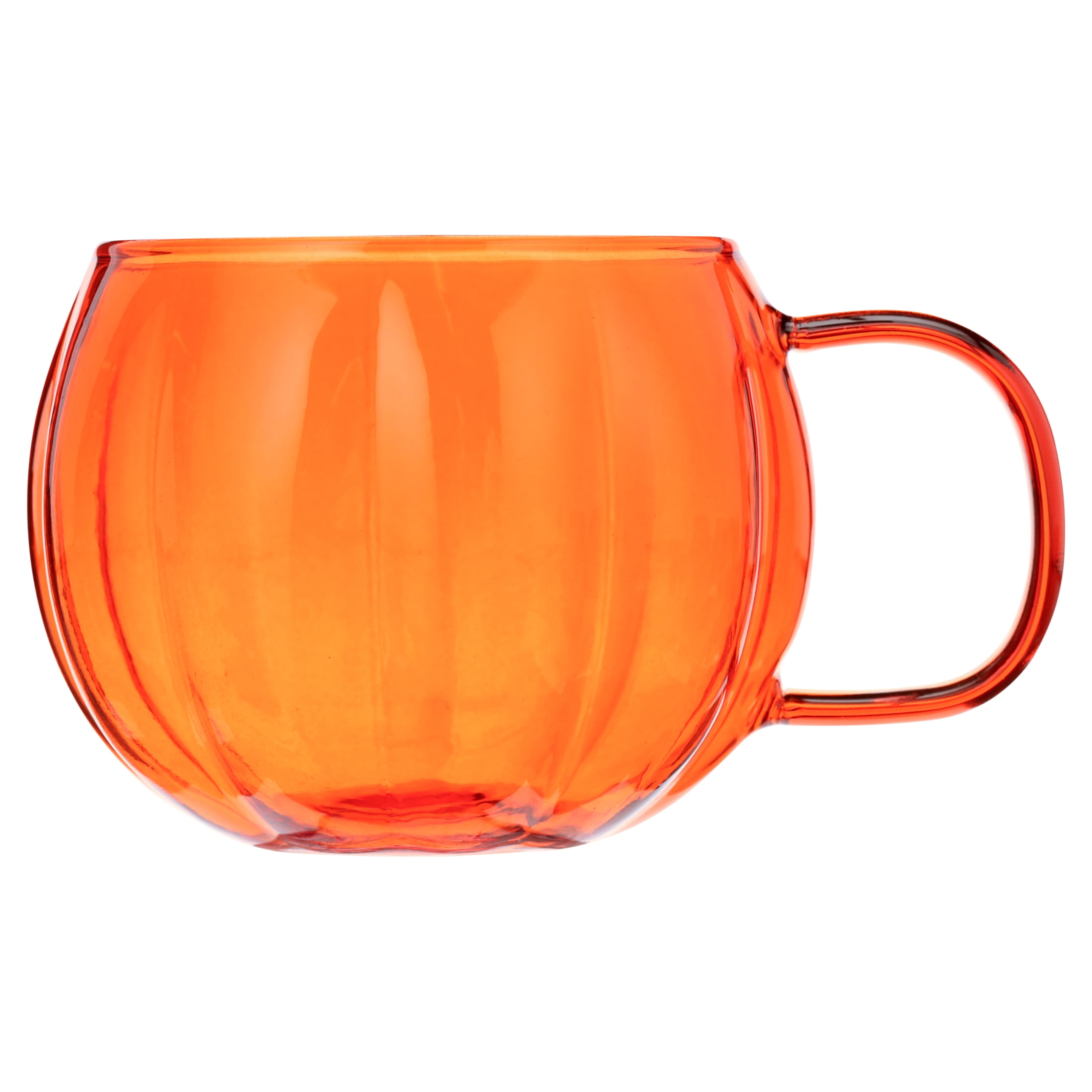 Way To Celebrate Orange Glass Pumpkin Mug 4 Pack Drinkware Sets