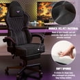 thumbnail image 4 of SOONTRANS Gaming Chair for Adults, Velvet Fabric High Back Comfortable Video Game Chair with Footrest and Massage Lumbar Cushion, Racing Computer Desk Chair, Ergonomic Gamer Chair, Black/Grey, 4 of 9