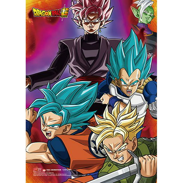  Dragon Ball Super Goku, Vegeta, Trunks, Zamasu y Goku Black Group Wall Scroll, x -Inches