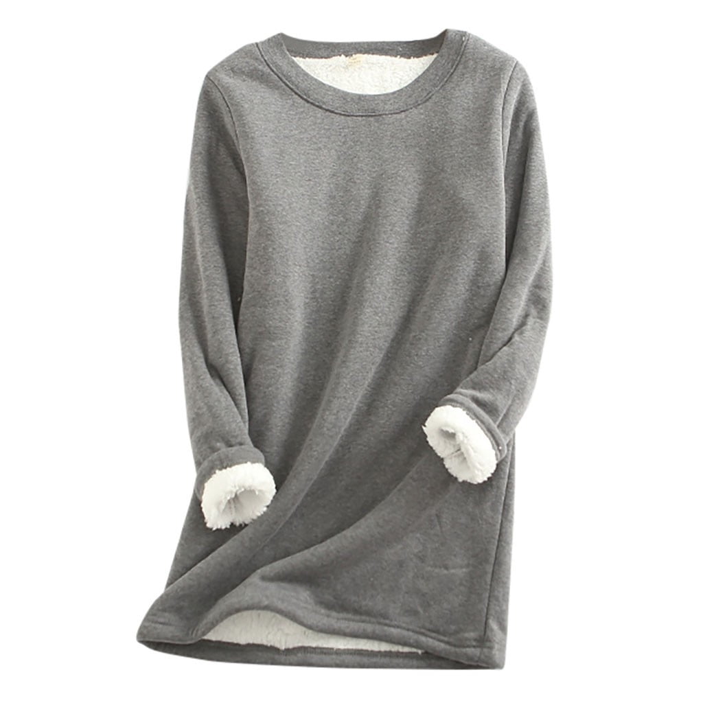 BSDJILFG 3 Pack Winter Basic Tees for Women Oversized Sweatshirts Crewneck Tops Wool Thicken Long Sleeve Midi Shirt Dress Loungewear New Trending Clothes ,S-5XL