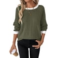 thumbnail image 6 of Long Sleeve Shirts for Women Fall Tops Lightweight Clothing Trendy Winter Clothes Tunic Crew Neck,XL,Green, 6 of 8