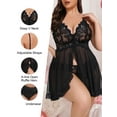 thumbnail image 4 of LapaPlus Plus Size Sleepwear Sets for Womens XL-5XL Lace Slit Hem Chemise Nightdress with Panty, 4 of 5