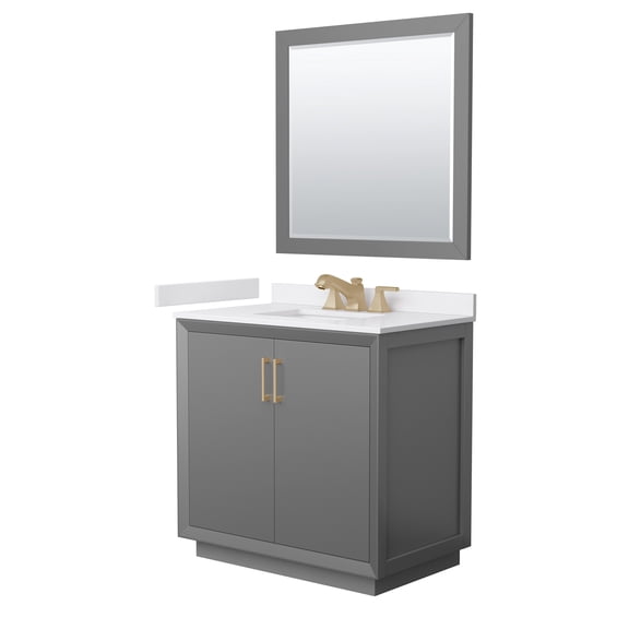 Wyndham Collection WCF414136SGZWCUS3M34 Strada 36" Free Standing Single Basin Vanity Set -