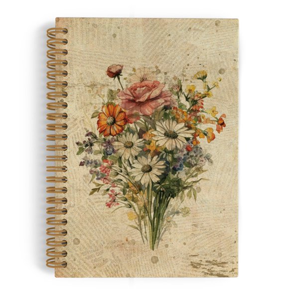Cuaderno QLMX Vintage Floral Espiral 14x21 cm